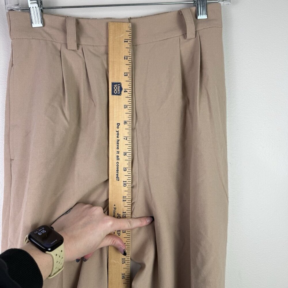Open Edit Relaxed Waist Wide Leg Pants Womens 00 Taupe Elastic Back Offices Chic - Picture 6 of 9